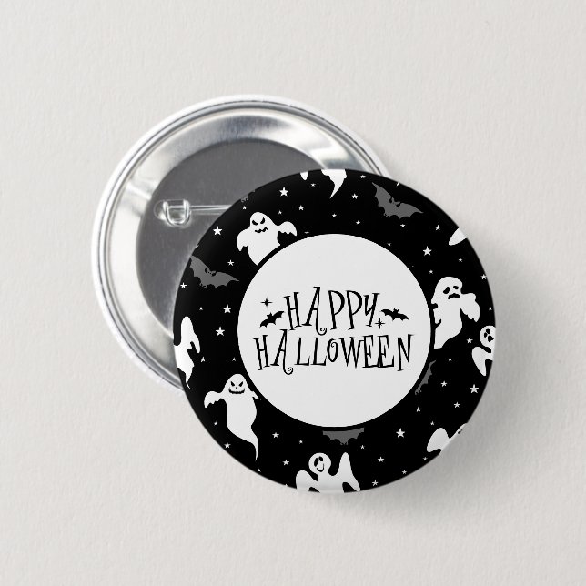 Badge Rond 5 Cm Épingle de fantôme Halloween (Devant & derrière)