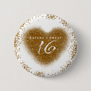Badge Rond 5 Cm Épingle de fête d'anniversaire Sweet 16 avec éclab