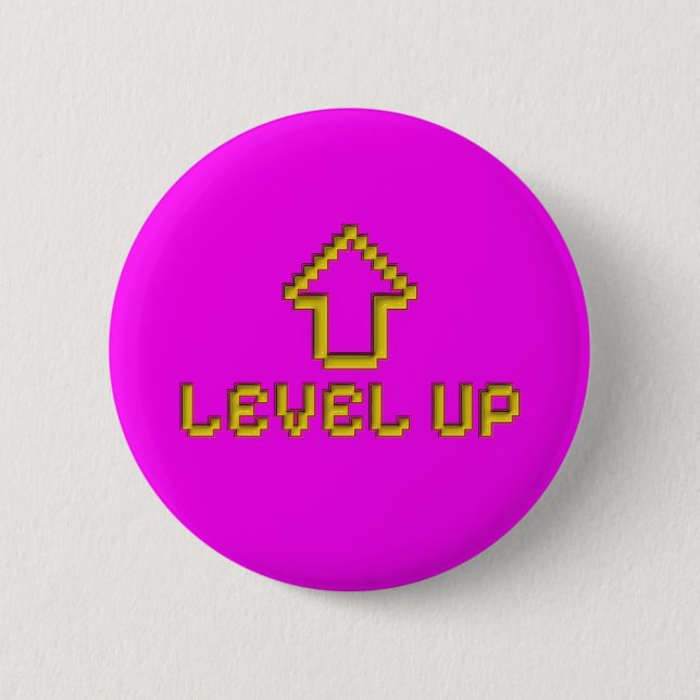 Badge Rond 5 Cm Épingle de joueur Pixel Level Up (Devant)