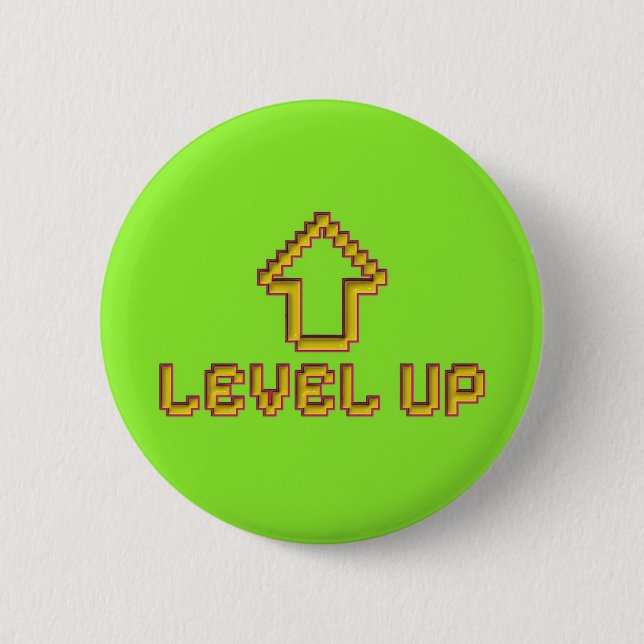 Badge Rond 5 Cm Épingle de joueur Pixel Level Up - Vert citron (Devant)