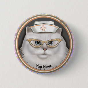 Badge Rond 5 Cm Épingle de l'infirmière de chat perse