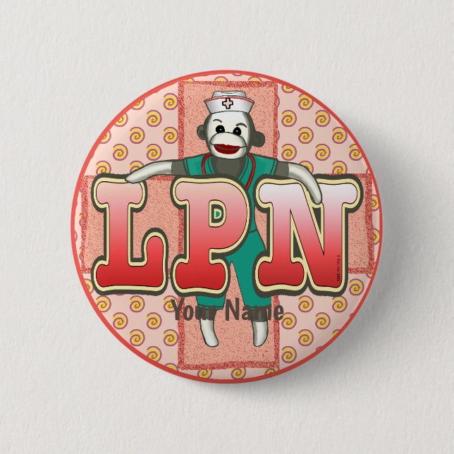 Badge Rond 5 Cm Épingle de l'infirmière du LPN de singe de réserve (Devant)