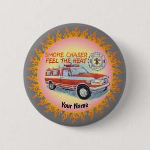Badge Rond 5 Cm Épingle de pompier de fumeur Chaser