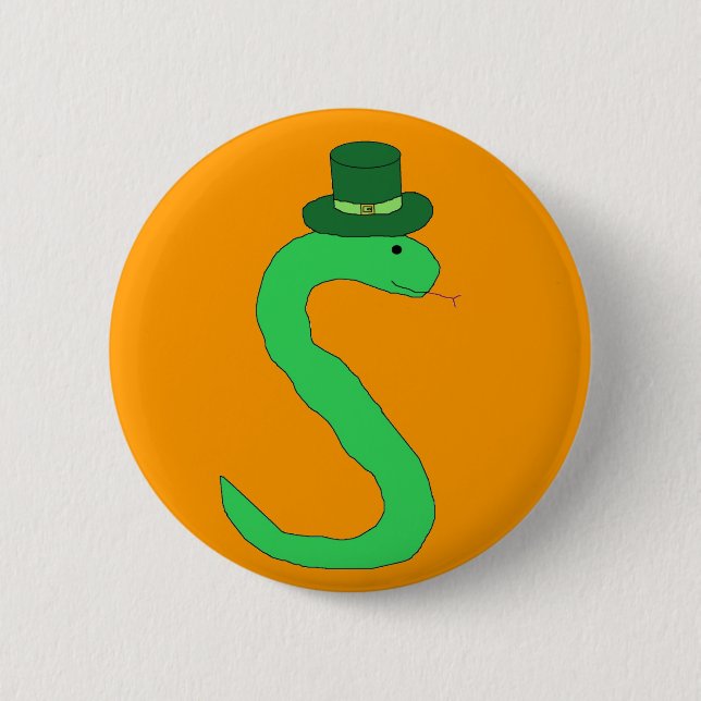 Badge Rond 5 Cm Épingle de serpent irlandais vert (Devant)