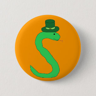 Badge Rond 5 Cm Épingle de serpent irlandais vert