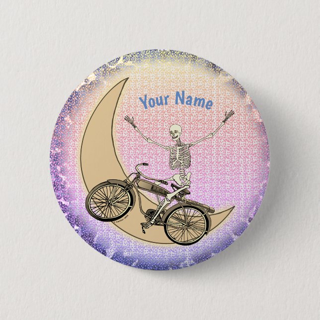 Badge Rond 5 Cm Épingle de squelette à vélo (Devant)