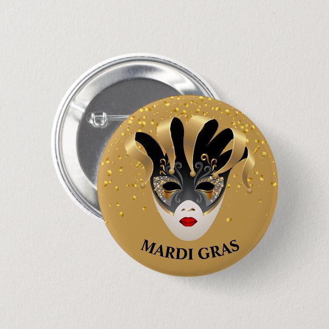 Badge Rond 5 Cm Épingle du bouton Mardi Gras (Devant & derrière)