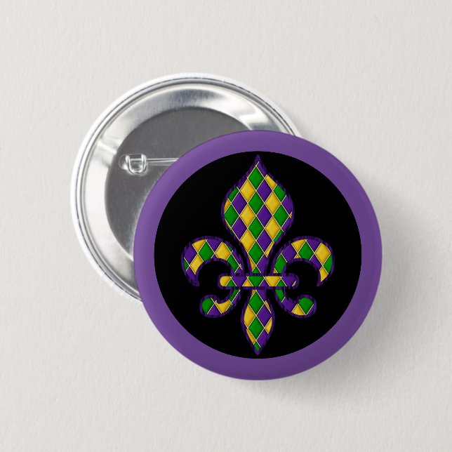 Badge Rond 5 Cm Épingle du bouton Mardi Gras (Devant & derrière)