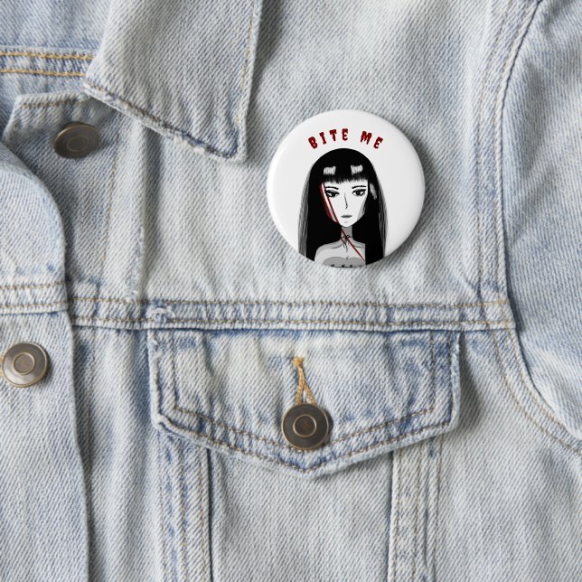 Badge Rond 5 Cm Épingle Émo Mords Moi (En situation)