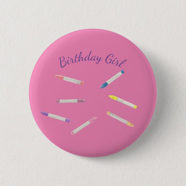 Badge Rond 5 Cm Épingle fille anniversaire (Devant)