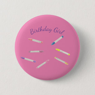 Badge Rond 5 Cm Épingle fille anniversaire