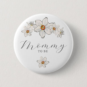 Badge Rond 5 Cm Épingle Fleurs de Printemps pour Baby Shower Maman