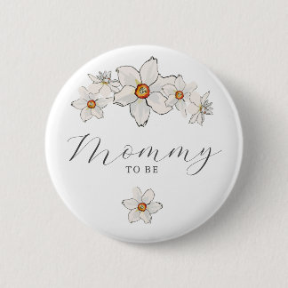 Badge Rond 5 Cm Épingle Fleurs de Printemps pour Baby Shower Maman