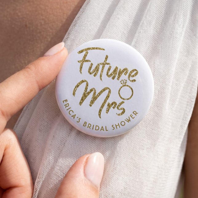 Badge Rond 5 Cm Épingle Future Mrs pour enterrement de vie de jeun (Créateur téléchargé)