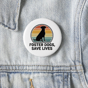 Badge Rond 5 Cm Épingle Graphique Rétro Chiens de Refuge Sauvont d