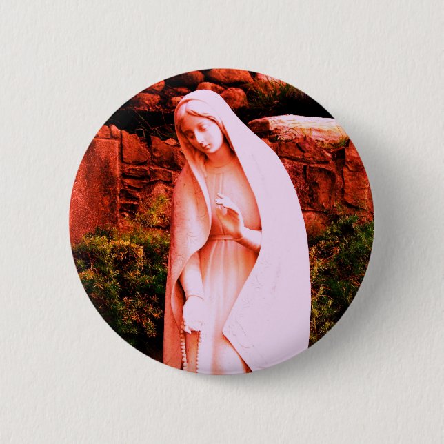 Badge Rond 5 Cm Épingle Marie Vierge Rouge modifiée (Devant)
