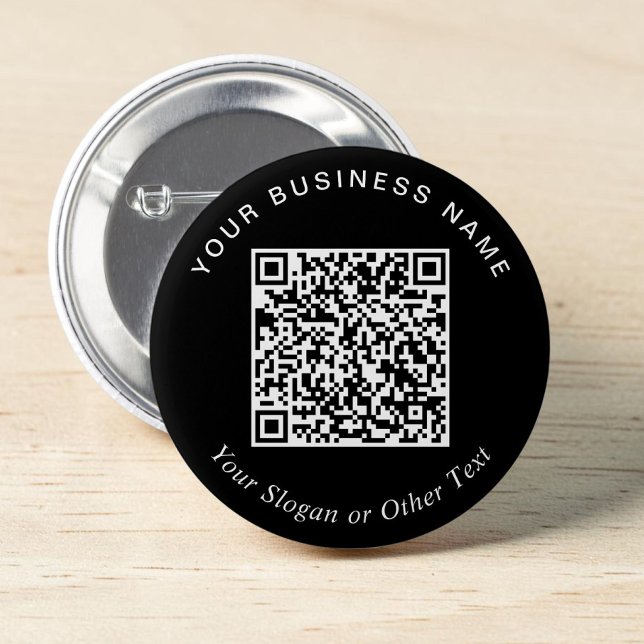 Badge Rond 5 Cm Épingle noire de code QR pour entreprise promotion (Promotional Business QR Code Black Pin)