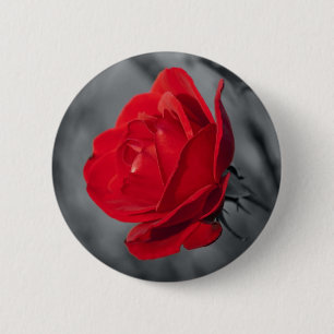 Badge Rond 5 Cm Épingle Rose Rouge