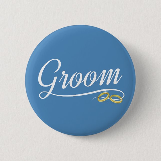 Badge Rond 5 Cm Épingle Simple Groom Floral Mariage Calligraphie (Devant)