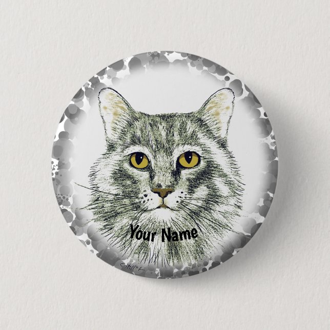 Badge Rond 5 Cm épingle visage de chat (Devant)