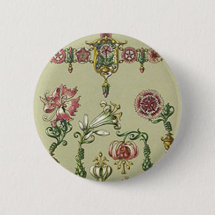 Badge Rond 5 Cm Épingles à cheveux florales Art nouveau victorienn