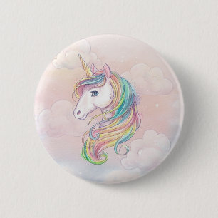 Badge Rond 5 Cm épingles d'anniversaire de l'arc-en-ciel Unicorne