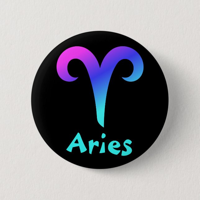 Badge Rond 5 Cm Épingles du bouton zodiaque Aries (Devant)