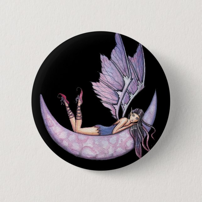 Badge Rond 5 Cm Épinglette boutonnée Fée Violet gothique par Molly (Devant)