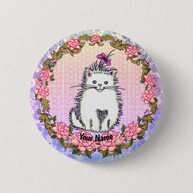 Badge Rond 5 Cm Épinglette chat chaton bébé (Devant)