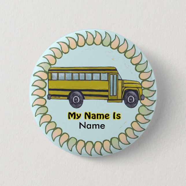 Badge Rond 5 Cm Épinglette de bus scolaire (Devant)