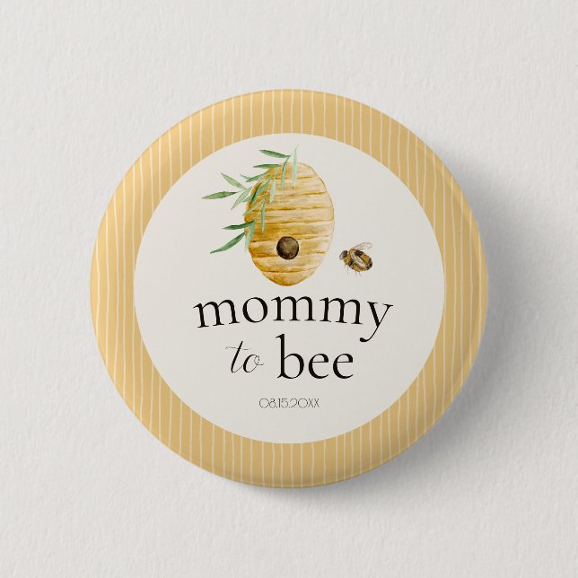 Badge Rond 5 Cm Épinglette de la fête de naissance de bébé abeille (Devant)