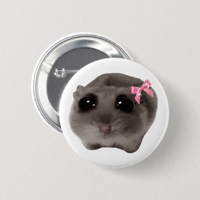 Badge Rond 5 Cm Épinglette de meme de hamster triste Coquette (Devant & derrière)