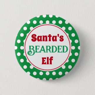 Badge Rond 5 Cm Épinglette de Noël de lutin barbu de Père Noël drô