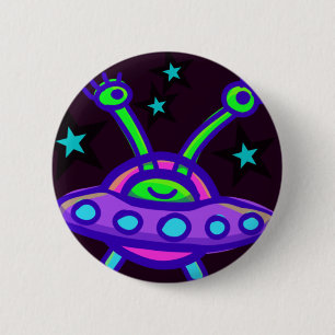 Badge Rond 5 Cm Épinglette de soucoupe volante extraterrestre dans