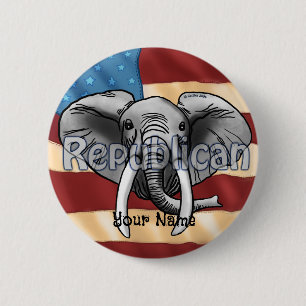 Badge Rond 5 Cm Épinglette d'éléphant gris républicain