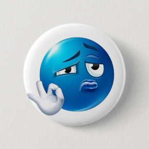 Badge Rond 5 Cm Épinglette Émoticône Bleu Triste Drôle - Épingle à