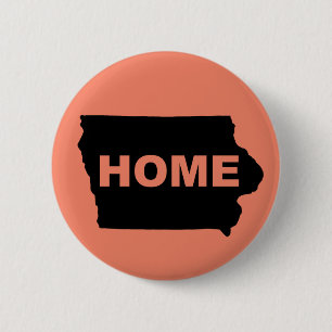 Badge Rond 5 Cm Épinglette Iowa Maison Loin De L'État