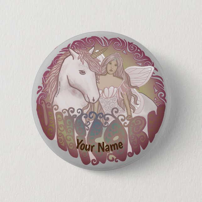 Badge Rond 5 Cm Épinglette Licorne Rétro (Devant)