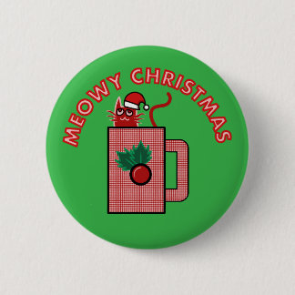 Badge Rond 5 Cm Épinglette NOËL MÉWOU Vert