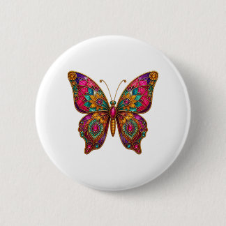 Badge Rond 5 Cm Épinglette papillon bohème en verre coloré