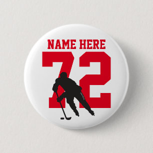 Badge Rond 5 Cm Épinglette personnalisée nom de joueur de hockey n