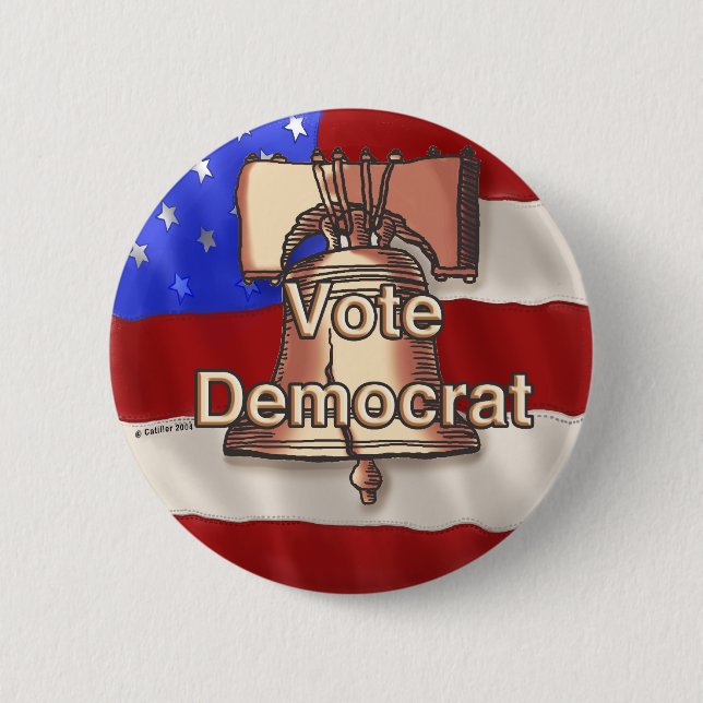 Badge Rond 5 Cm Épinglette Vote Démocrate (Devant)