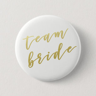 Badge Rond 5 Cm Épouse d'équipe  Faux Gold Script White
