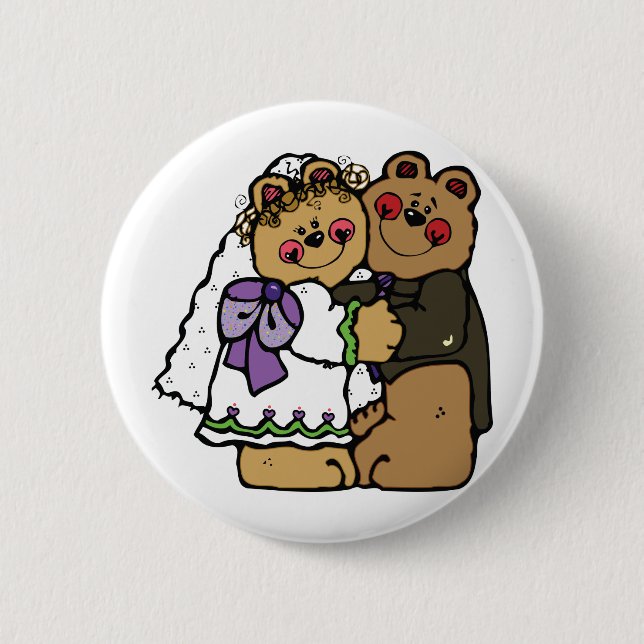 Badge Rond 5 Cm Épouse d'ours et champignon d'ours (Devant)