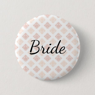 Badge Rond 5 Cm Épouse en damas blanc Peach