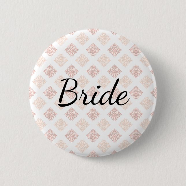 Badge Rond 5 Cm Épouse en damas blanc Peach (Devant)