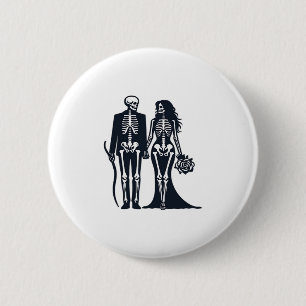 Badge Rond 5 Cm Épouse et chambre gothique de squelette - Jusqu'à 