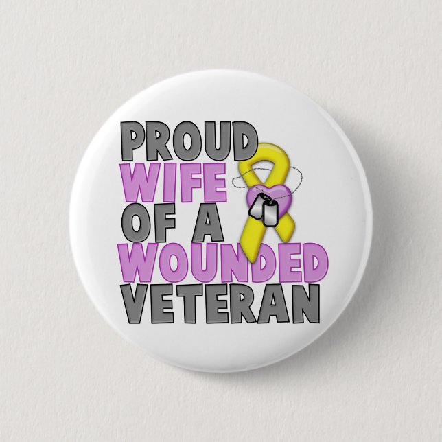 Badge Rond 5 Cm Épouse fière d'un vétéran blessé (Devant)