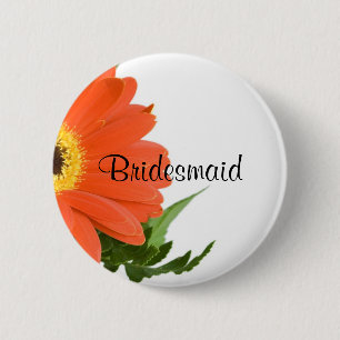 Badge Rond 5 Cm Épouse : Gerbera Daisy à Tangerine