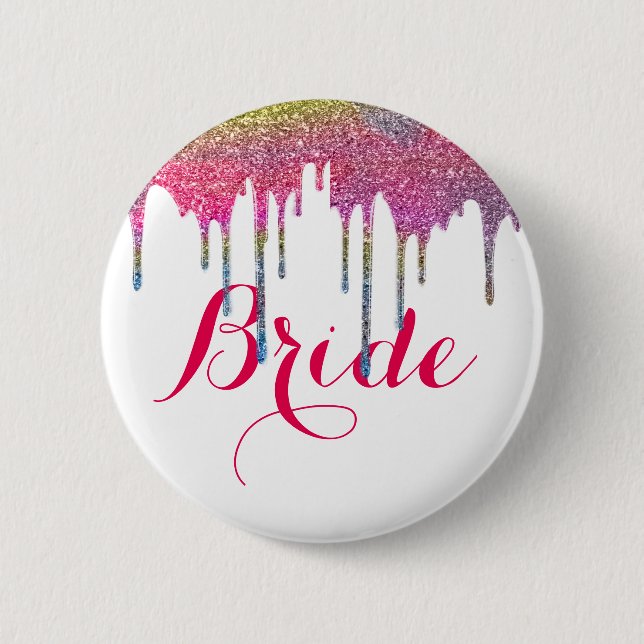 Badge Rond 5 Cm Épouse Mariage de script rose blanc (Devant)
